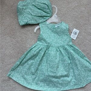 Nine West Green Floral Dress with Bonnet